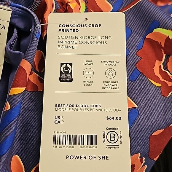 Athleta Concious Crop Printed Top, Size Small D-DD, Multi Tropical Colo… - Picture 4 of 6